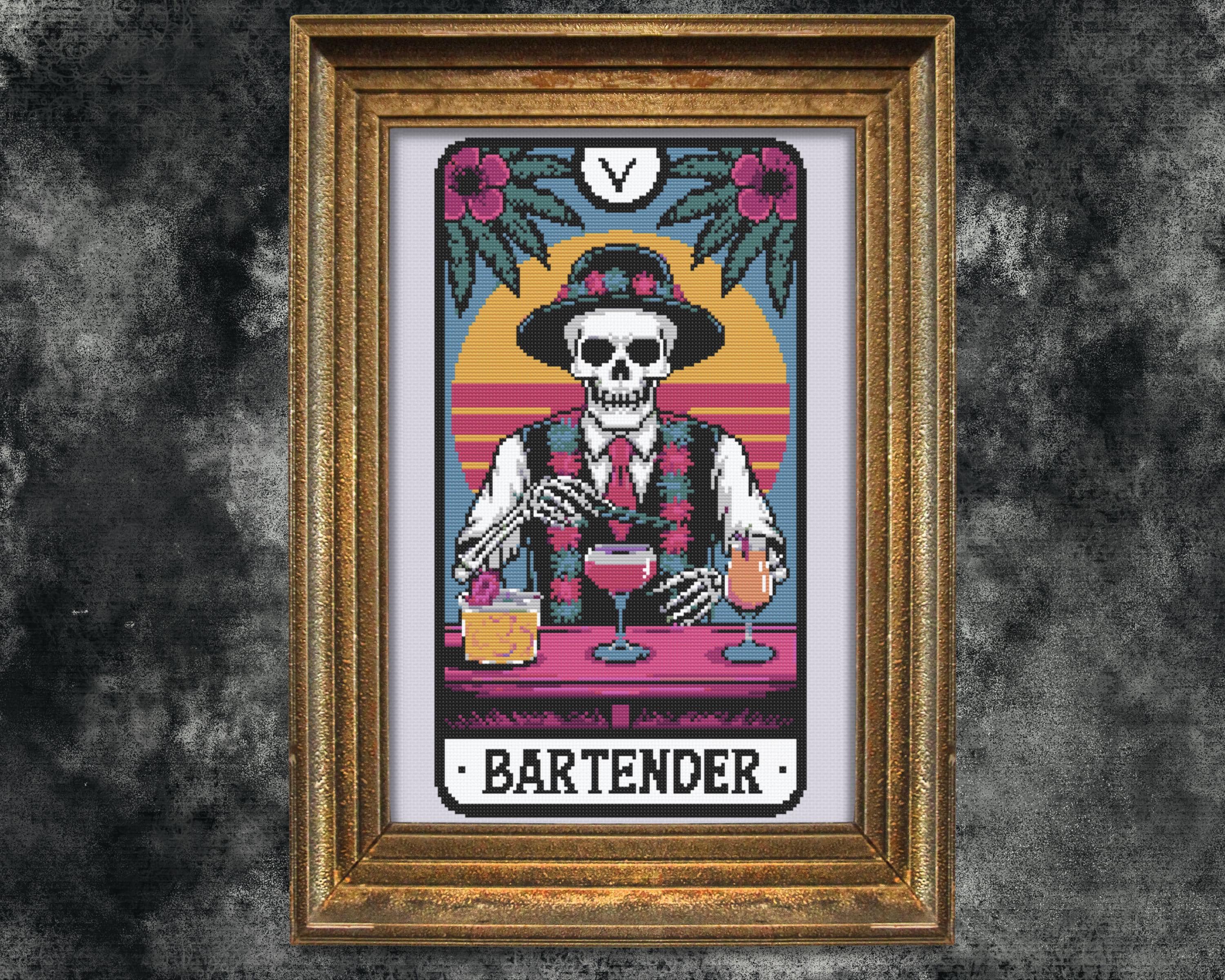 Bartender Skeleton Tarot Card Cross Stitch Pattern (PDF) - Etsy