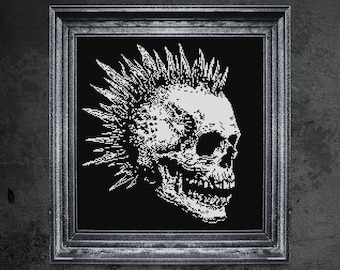 パンクスカルクロスステッチパターン、ゴシックホラー（PDFパターン）