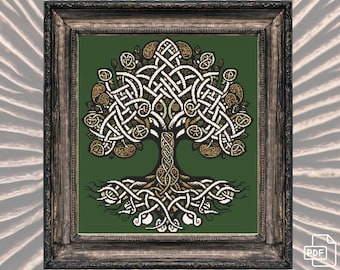 Patrón de punto de cruz del Árbol de la Vida Celta, Brujería Gótica (Patrón PDF)