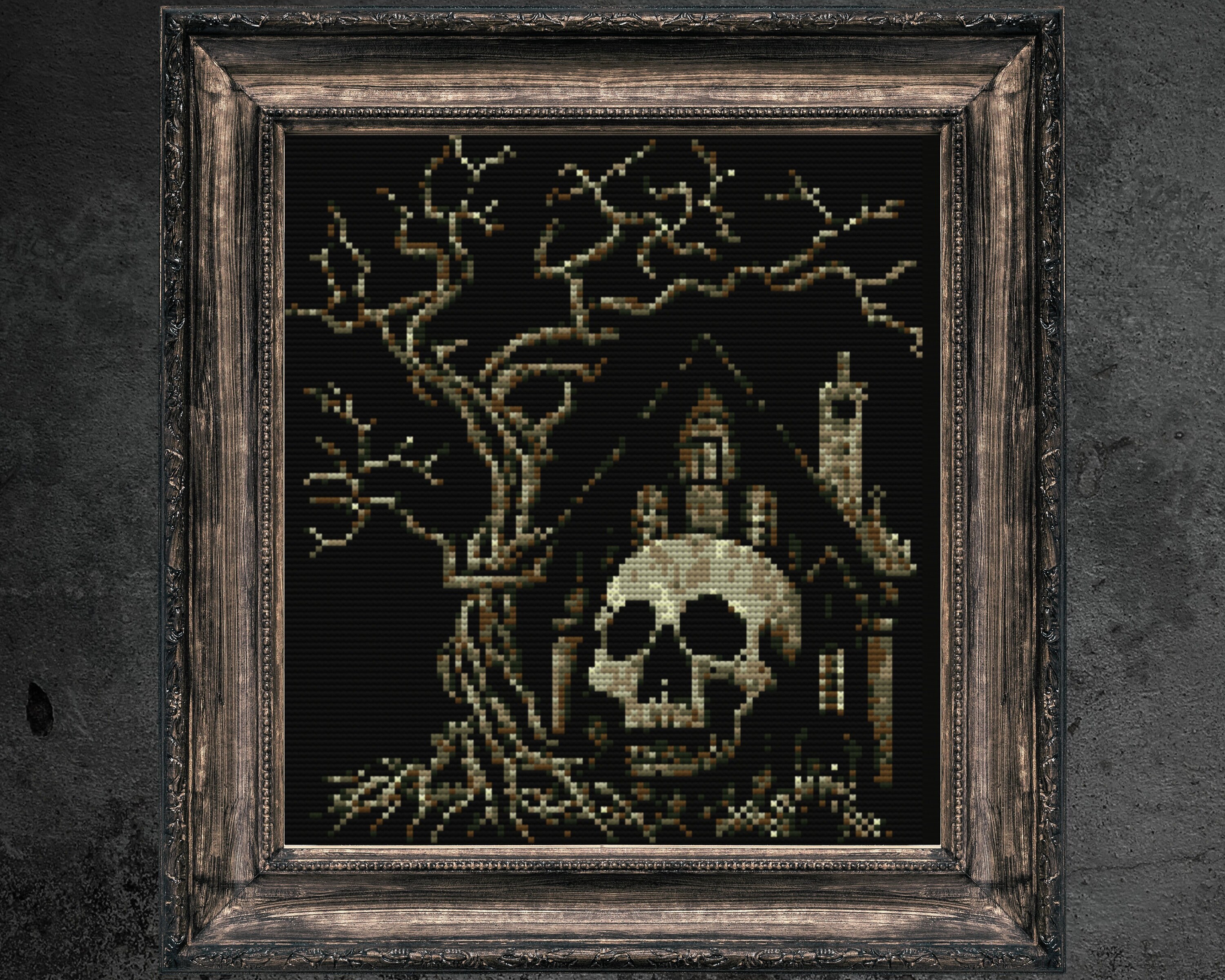 Skull House Gothic Cross Stitch Pattern: Halloween Horror (PDF Pattern ...