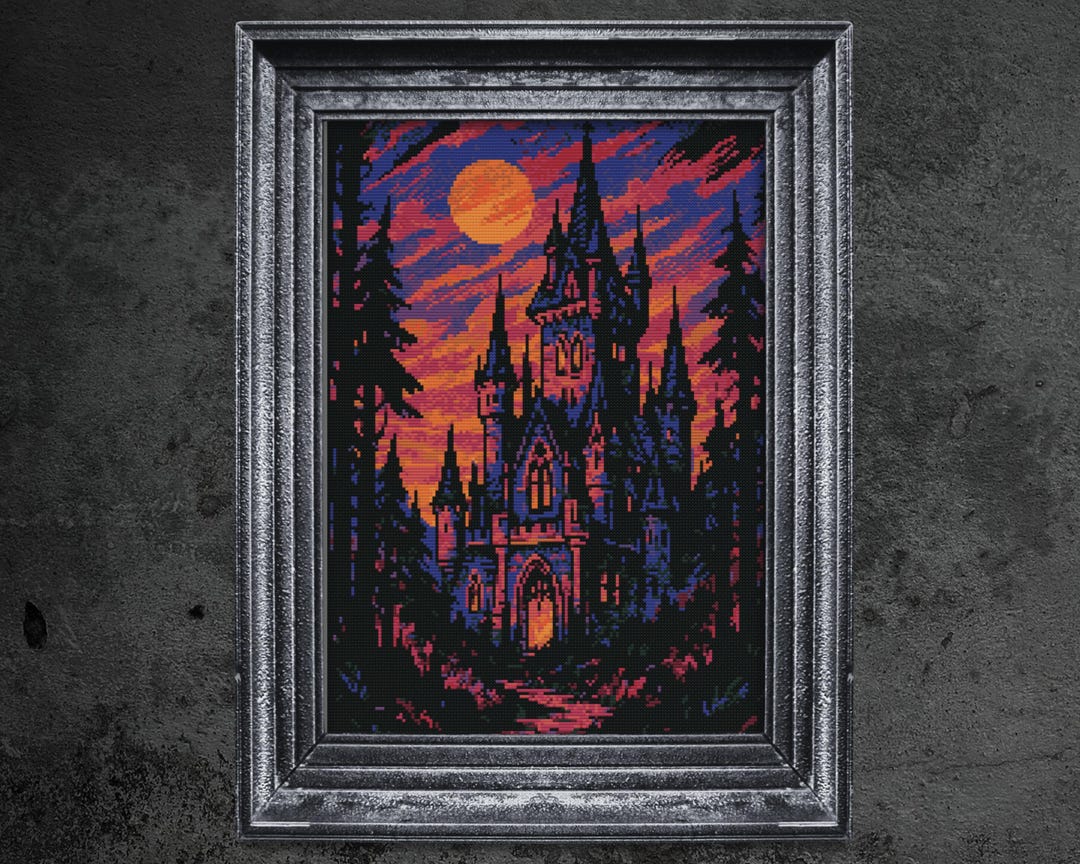 Dracula's Castle Cross Stitch Pattern - Gothic Horror, Halloween Gift ...