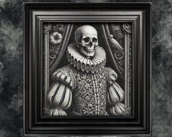 Victorian Skeleton Portrait Cross Stitch Pattern, Gothic Halloween (PDF Pattern)