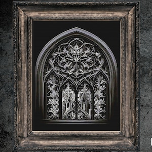 Gothic Cathedral Windows Cross Stitch Pattern | Halloween, Horror Skulls, Witchccraft, Creepy,Crow | Gothic, | Instant Download Digital PDF
