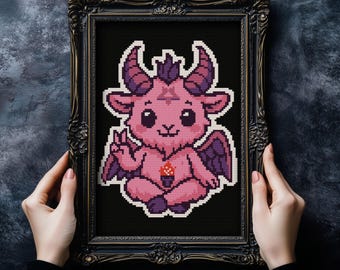 Kawaii Baphomet 2 Cross Stitch Pattern Gift for Halloween Horror Creepy Satanic Devil Demon Lucifer Gothic Spooky Dark Creepy PDF Digital