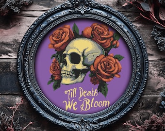 Skull & Roses Cross Stitch Pattern: Till Death We Bloom (PDF Pattern)