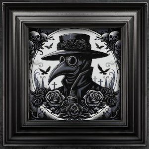 Plague Doctor Cross Stitch Pattern, Gothic Horror (PDF Pattern)