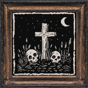 Gothic Skulls Cross Stitch Pattern, Memento Mori Design (PDF Pattern)