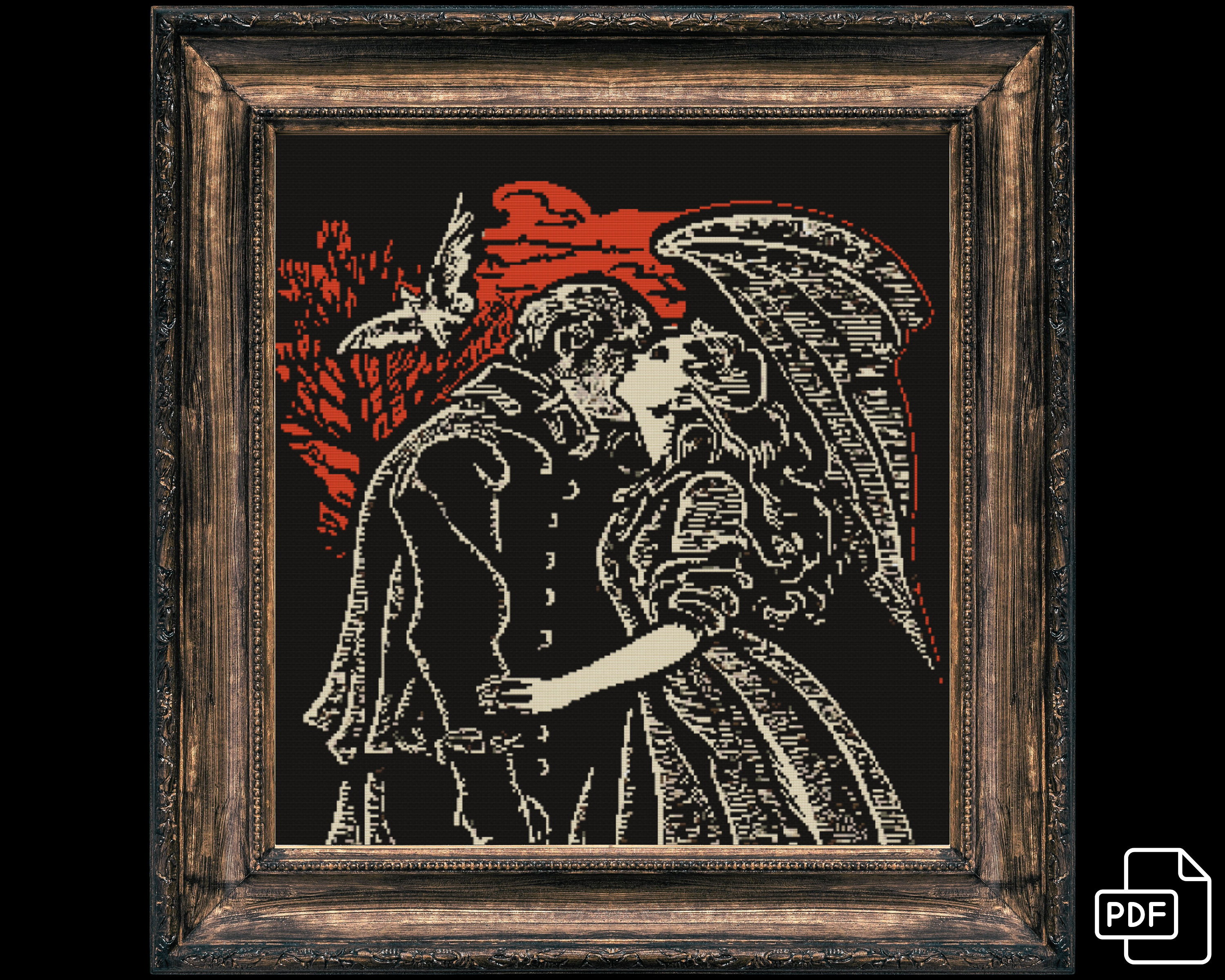 Vampire's Kiss Cross Stitch Pattern Halloween Horror Etsy