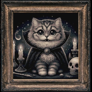 Le chat vampire, motif point de croix, cadeau pour Halloween, horreur, sorcellerie, chauve-souris, crâne, effrayant, effrayant, sombre, wicca, gothique, occulte