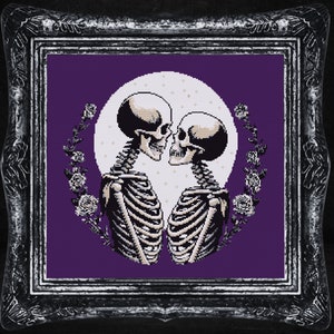 Skeleton Lovers Cross Stitch Pattern Halloween Horror Victorian Witchccraft Creepy Gothic Instant Download Digital PDF