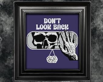 Don't Look Back Cross Stitch Pattern: Spooky Skull, Halloween (PDF Pattern)