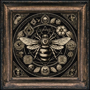 Wiccan Bee Cross Stitch Pattern Gift for Goth Halloween Horror Witchcraft Creepy Spooky Dark Witchy  Occult Gothic