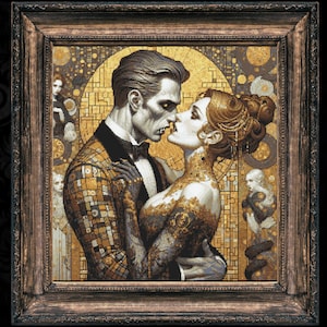 Vampire&#39;s Kiss 2 Cross Stitch Pattern Halloween Horror Victorian Witchcraft Creepy Gothic Instant Download Digital PDF