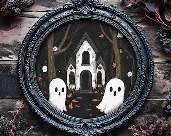 Ghosts In The Woods Cross Stitch Pattern: Halloween Horror (PDF Pattern)