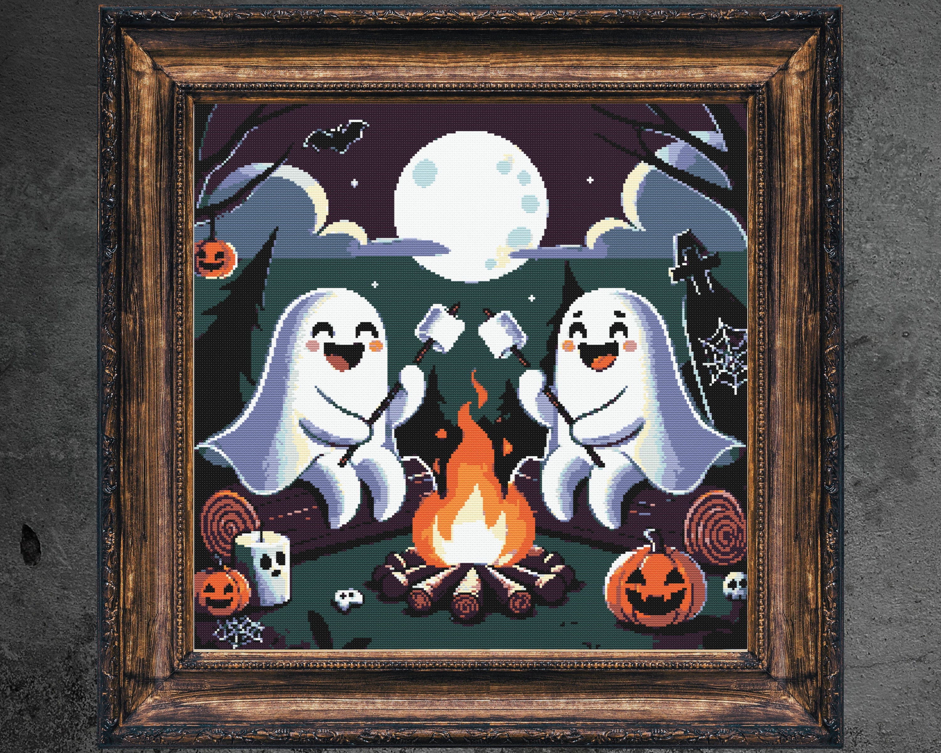 Camping Ghosts Cross Stitch Pattern | Halloween Campfire (PDF Pattern ...