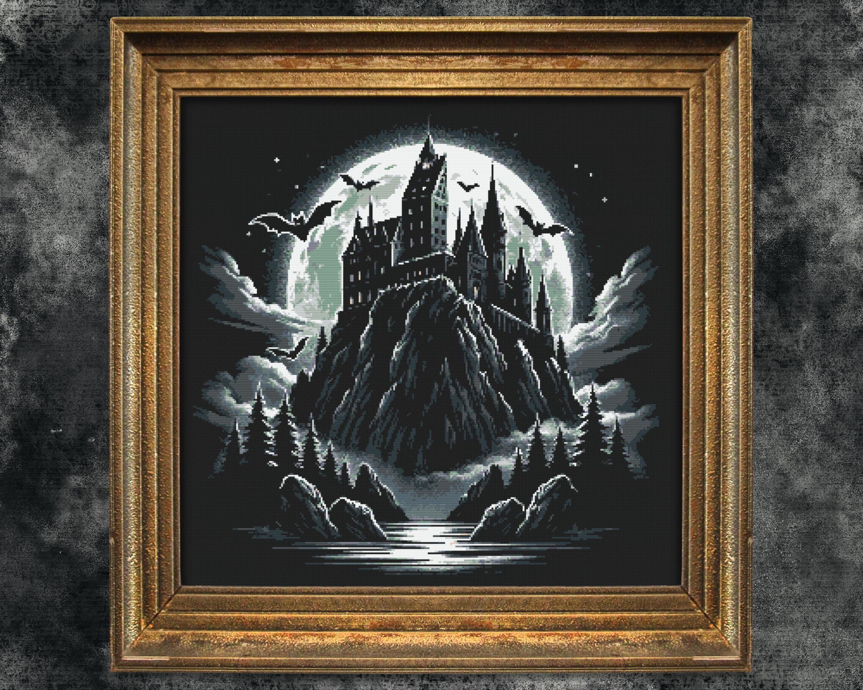 Dracula's Castle 3 Cross Stitch Pattern Gift for Halloween Horror Bats ...