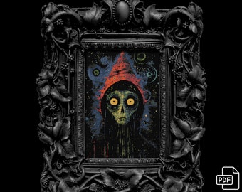 Witch's Gaze Cross Stitch Pattern, Gothic Horror (PDF Pattern)