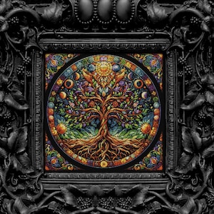 Celtic Tree of Life Cross Stitch Pattern Stained Glass Style Yggdrasil ...