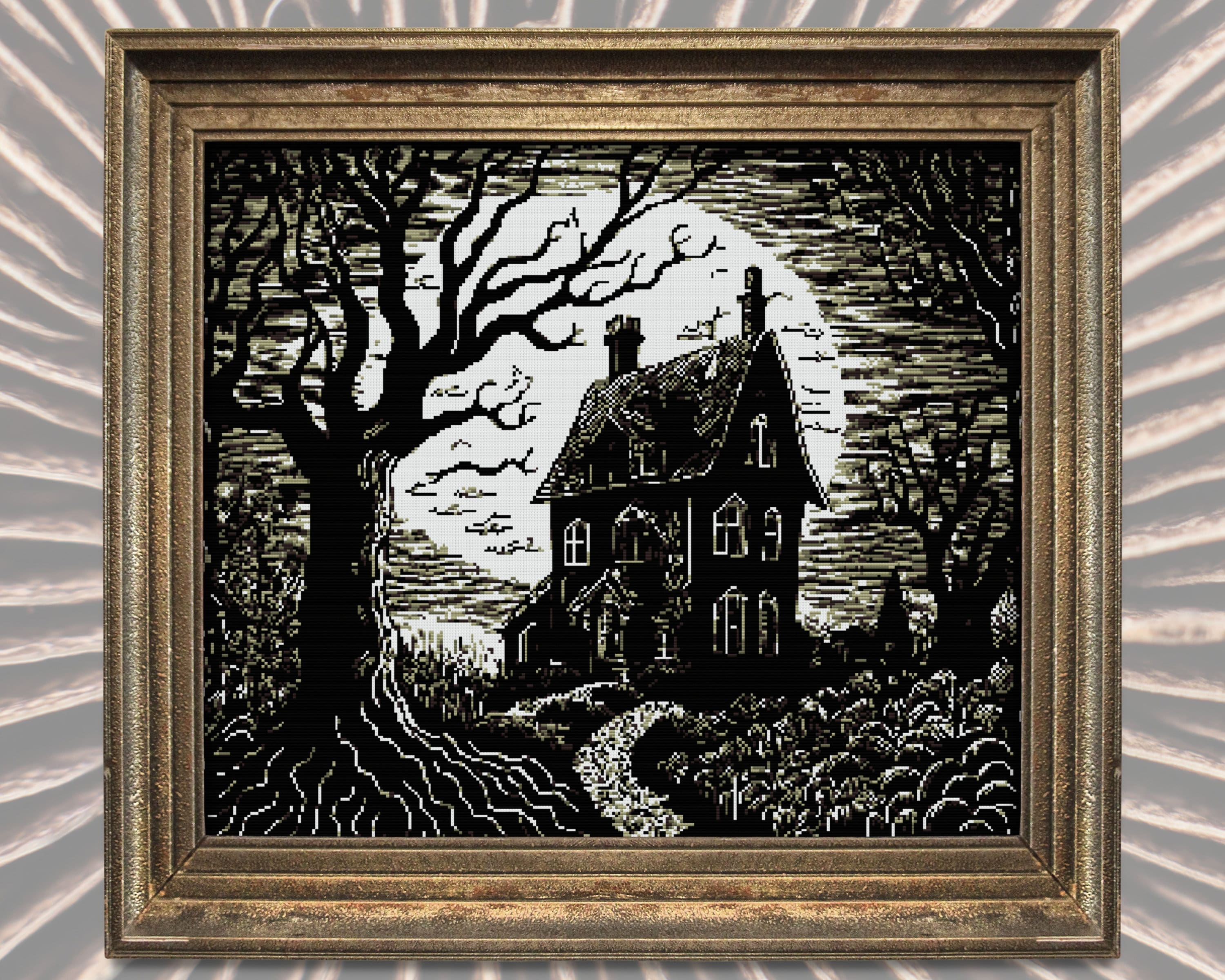 Haunted House Cross Stitch Pattern Gift for Halloween Horror Spooky ...