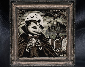 Patrón de punto de cruz del Conde Zarigüeya: Horror gótico de Halloween (patrón PDF)