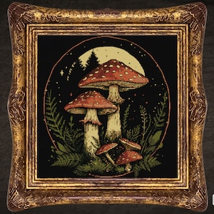 Cottagecore Mushroom Cross Stitch Pattern Woodland Forest Cross Stitch Easy PDF Nature Embroidery Instant Download DIY Craft