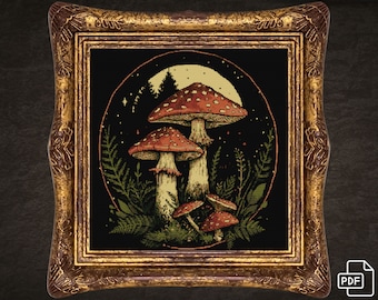 Cottagecore Mushroom Cross Stitch Pattern, Woodland Embroidery (PDF)