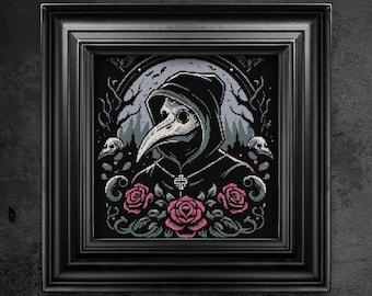 Plague Doctor Cross Stitch Pattern, Gothic Horror (PDF Pattern)