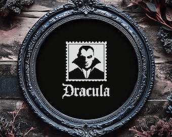 Patrón de punto de cruz de Drácula, diseño gótico de vampiro (patrón en PDF)