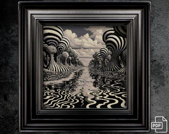 Psychedelic Spiral Cross Stitch Pattern, Trippy Retro Design (PDF Pattern)