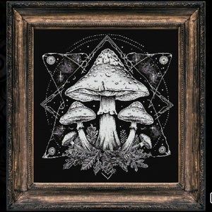 Occult Celestial Mushroom Cross Stitch Pattern Gift for Goth Halloween Horror Creepy Gothic Wiccan Witchcraft Instant Download Digital PDF