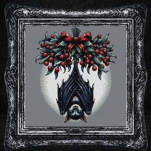 Christmas Bat Cross Stitch Pattern Gift for Halloween Horror Witchcraft Christmas Spooky Creepy Gothic Xmas Gift Creepmas