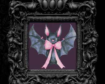 Patrón de punto de cruz de un lindo murciélago vampiro: Halloween gótico y caprichoso (PDF)