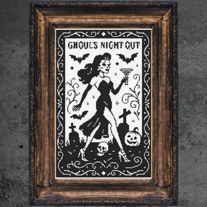 Ghouls Night Out Cross Stitch Pattern, Halloween Witchcraft (PDF Pattern)