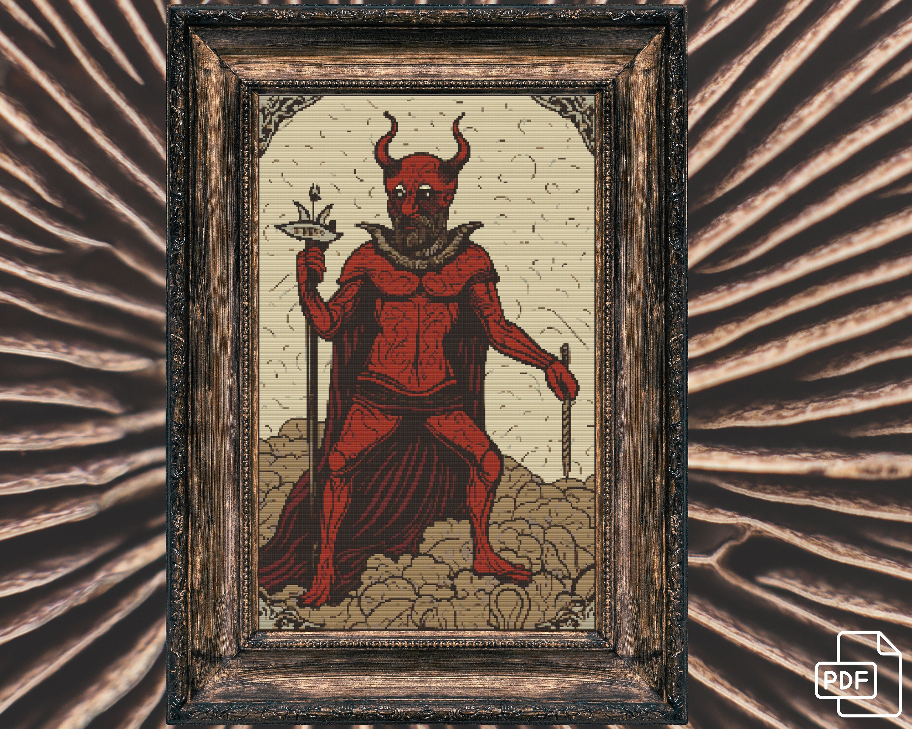 The Devil Tarot Cross Stitch Pattern Gift for Halloween Horror Spooky ...