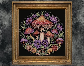 Woodland Mushroom & Flowers Cross Stitch Pattern (PDF)