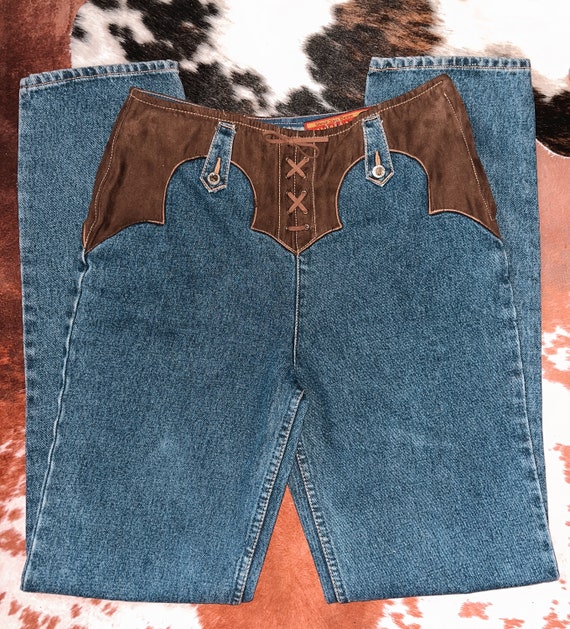 RARE 80s Lawman Leather Jeans 27x33 - Gem