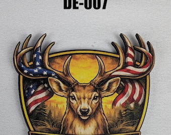 American Hunter Deer-patch, UV-geprinte kunstleren patch, patriottische Buck Hat-patch, jachtpatch, hertengewei-patch