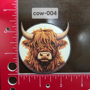 UV-tryckt Highland Cow-tygmärke Ko-004