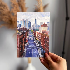 Ligne d'horizon de Manhattan 4 | Impressions d'art urbaines à la gouache | Art mural | Peinture originale d'Annie Wang