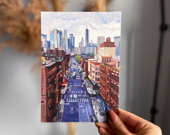 Original Manhattan Skyline Painting | New York City Wall Art | Painting Print by Annie Wang