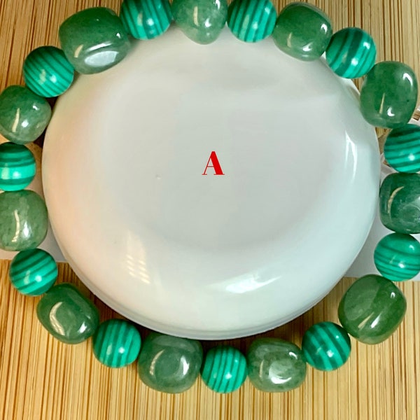 Indian Jade Bracelet. Made of Aventurine and gemstones. Two Sizes: diameter 5.0 cm (length 7 1/4”), and diameter 5.5cm(length 7 1/2”).