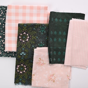 Pre-Curated fabric bundle for one of a kind, made to order name bunting/garland -4.25 inch tall letters. Greens & Pinks