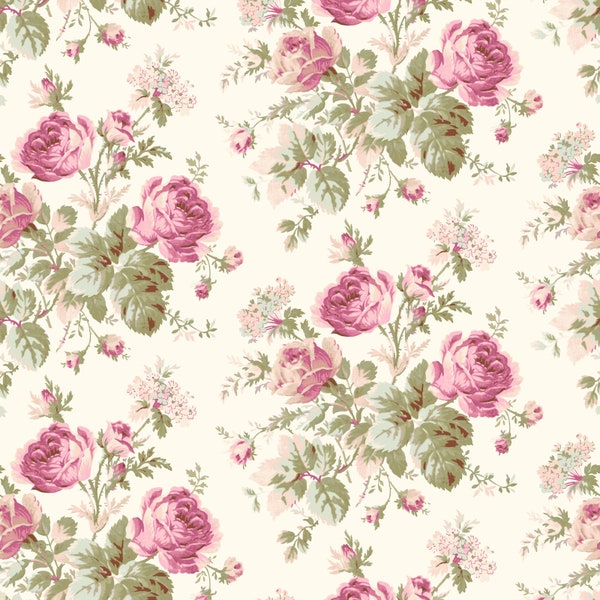 French Roses- Light Cream  CLTY3978-2 for Clothworks