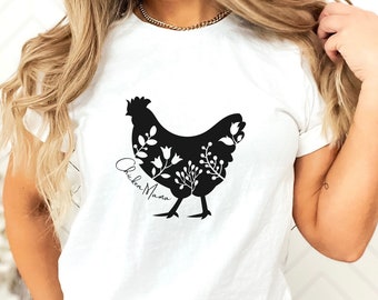 Huhn Mama Shirt, Floral Huhn Grafik T-Shirt