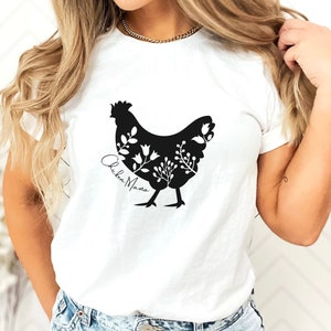 Camisa de mamá de pollo, camisa de pollo floral, amante del pollo, camisa de pollo del día de las madres, camisa de pollo para mujer, camisa de pollo linda, camisa de granja