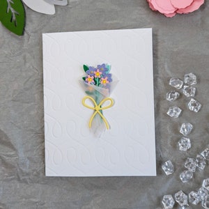 Tarjeta hecha a mano - Ramo de flores - Tarjeta simple - Tarjeta de cumpleaños hecha a mano - Tarjeta Bday - Tarjeta de cumpleaños - Tarjeta de felicitación en blanco