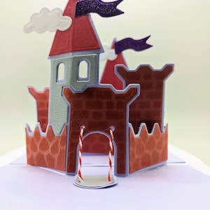 Cartão de feliz aniversário feito à mão - Cartão 3D - Cartão pop-up - Cartão de princesa personalizado - Cavaleiro e dragão - Cartão de aniversário para sobrinha
