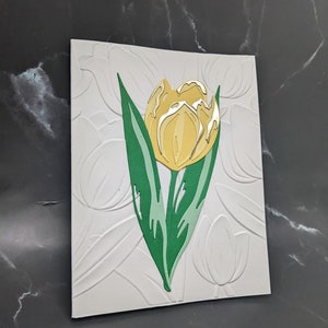 Tulip Birthday Card - All Occasion Card - Tulip Flower Card - Birthday Card - Tulip Embossed Card - Blank Greeting Card with an Envelope