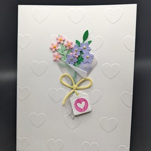 Cartão de buquê de flores para o dia das mães - Cartão de dia das mães - Cartão de flores feito à mão - Cartão de buquê de flores com envelope