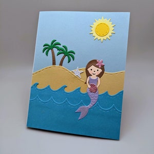 Carte d'anniversaire sirène - carte de voeux sirène - jolie carte d'anniversaire - carte d'anniversaire - thème sirène - carte de voeux vierge avec enveloppe